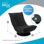 BIRDROCK HOME Swivel Floor Chair - 360 Adjustable Memory Foam Lounge Seat - Gaming - Comfortable Back Support - Cushion Dorm Rocker - Comfy for Reading Game Meditating - Fully Assembled (Charcoal)