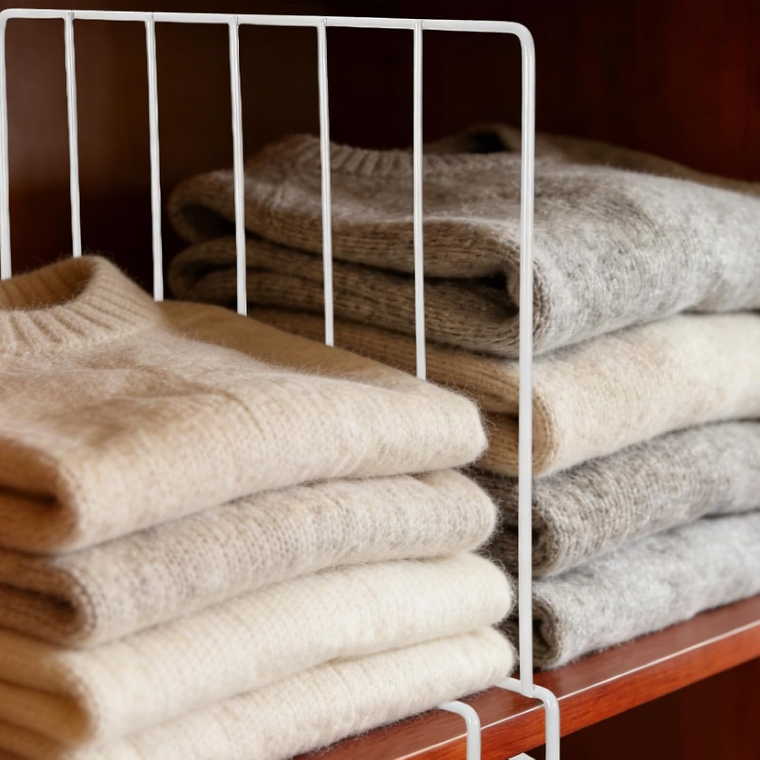 2pcs Wire Shelf Divider: White Closet Shelf Organizer - Metal Partition with Slide- - Space Saving Organizer for Clothes and Handbags