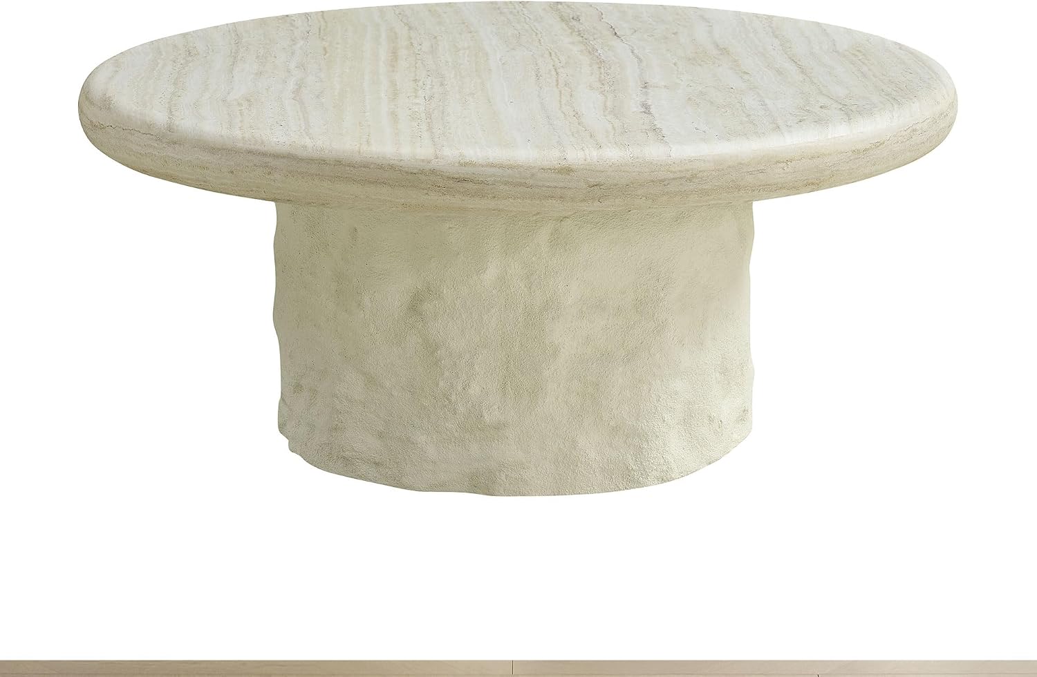 35" Durable Fiberglass Nightstand Couch Side Table with Round Edge Small Bedside Table with Modern Design for Living Room Office, Beige