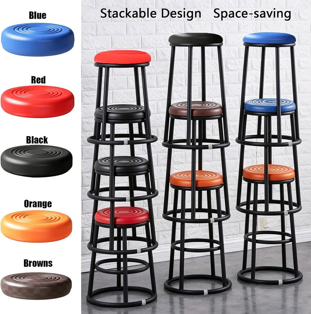 Bar Stools, Modern Dining Chair, Commercial Stainless Steel Stool, Office Three-Ring High Chair, for Kitchen Island, Corporate Reception(Black,58cm/23in)