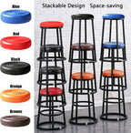 Bar Stools, Modern Dining Chair, Commercial Stainless Steel Stool, Office Three-Ring High Chair, for Kitchen Island, Corporate Reception(Black,58cm/23in)