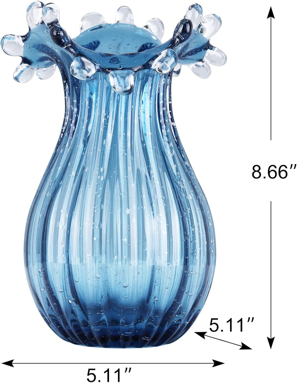 Hand Blown Glass vase, Unique Blue Glass vase, Modern Art Decor, Suitable for Living Room Coffee Tables, Wedding centerpieces, Dining Tables, and Office Centerpiece Floral Arrangements