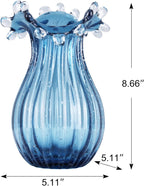 Hand Blown Glass vase, Unique Blue Glass vase, Modern Art Decor, Suitable for Living Room Coffee Tables, Wedding centerpieces, Dining Tables, and Office Centerpiece Floral Arrangements
