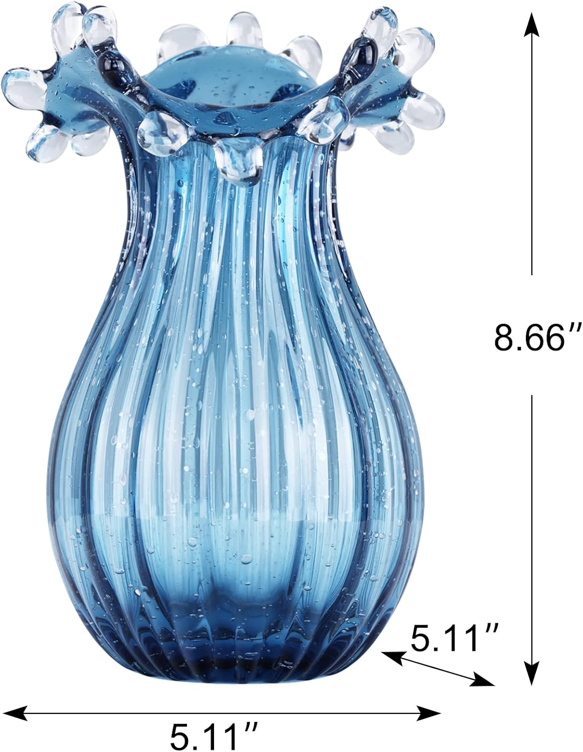 Hand Blown Glass vase, Unique Blue Glass vase, Modern Art Decor, Suitable for Living Room Coffee Tables, Wedding centerpieces, Dining Tables, and Office Centerpiece Floral Arrangements