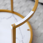 Nesting Coffee Table, Round Coffee Tables with White and Gray Marble Pattern Top and Golden Metal Frame, Coffee Table End Table Side Table Set of 2 for Living Room Bedroom