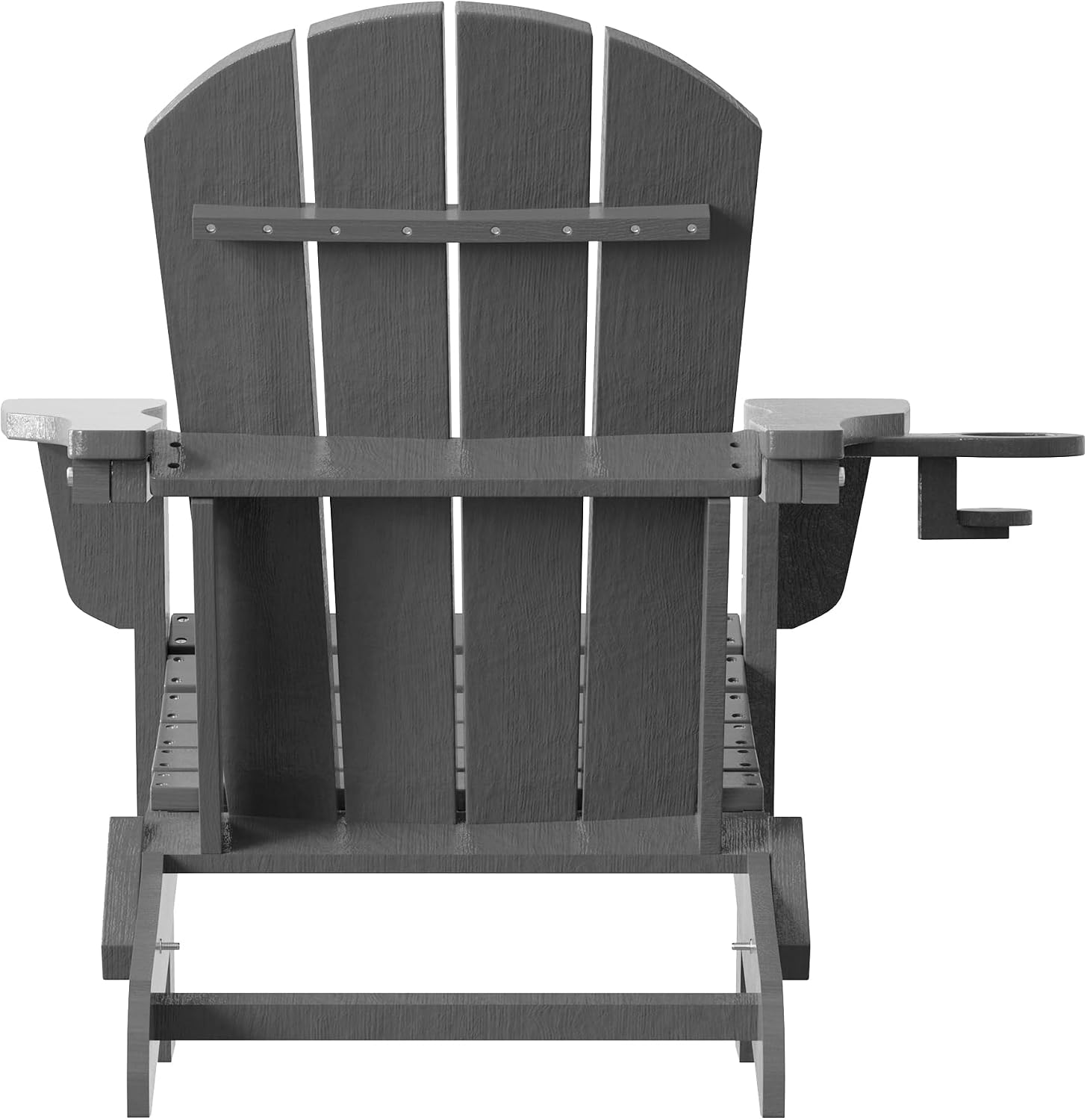 Folding Adirondack Chair with Cup Holder, HDPE All-Weather Folding Patio Chair, Outdoor Patio Adirondack Chair for Lawn Porch Garden Backyard Deck Fire Pit, Gray
