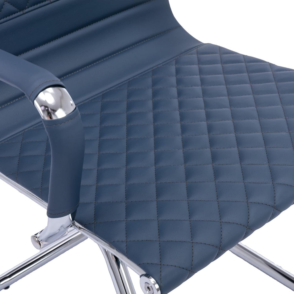 BESTANO Office Guest Chairs Reception Chairs Waiting Room Chairs Set of 2 Conference Room Chair with Mid Back, Modern PU Leather Desk Chairs, Navy
