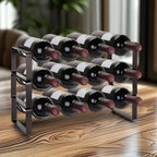 Carperipher Stackable Wine Rack Countertop, 12 Bottles 3 Tier Wine Cabinet Counter, Wine Rack Holder and Storage, Metal Wine Bottle Holder Freestanding for Cabinet
