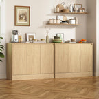 Housoul Buffet Cabinet with Storage, Coffee Bar Cabinet with 3 Doors and Adjustable Shelf, Modern Kitchen Buffet Sideboard for Living Room, Kitchen, Natural