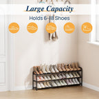 ENJOYBASICS 3 Tier Expandable Shoe Rack for Closet, Free Standing Metal Shoe Shelf Storage Organizer Holder 18 Pairs, Adjustable Width Shoe Rack for Entryway Small Space, Black