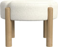 HomePop Luna Modern Round Ottoman|Homepop Home Décor|Ottoman for Living Room & Bedroom - Cream Boucle