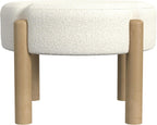 HomePop Luna Modern Round Ottoman|Homepop Home Décor|Ottoman for Living Room & Bedroom - Cream Boucle