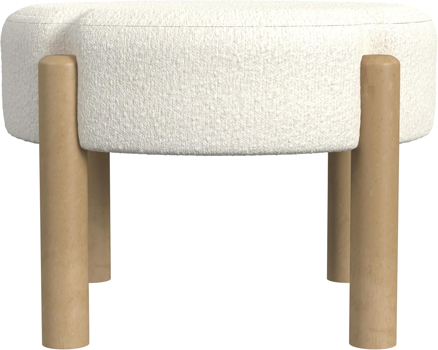 HomePop Luna Modern Round Ottoman|Homepop Home Décor|Ottoman for Living Room & Bedroom - Cream Boucle