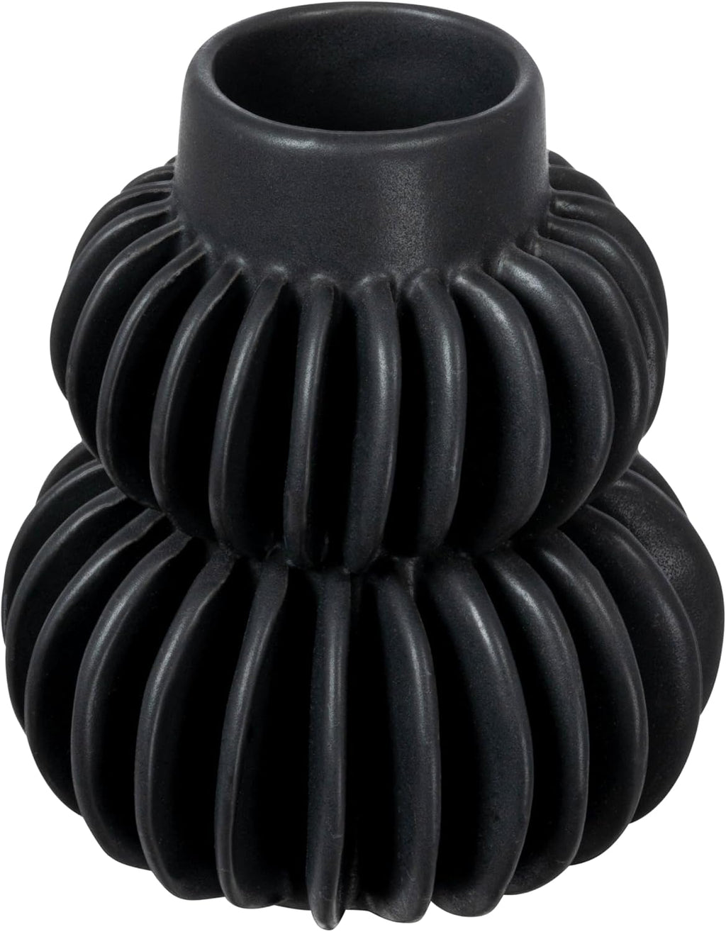 Bloomingville Decorative Pleated Stoneware Vase, Black