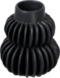 Bloomingville Decorative Pleated Stoneware Vase, Black