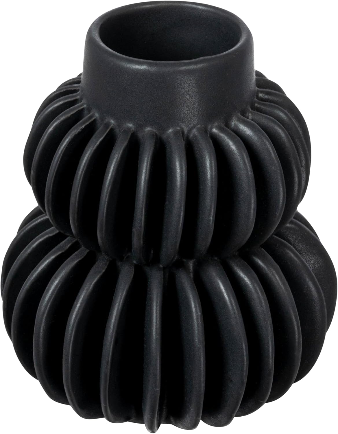 Bloomingville Decorative Pleated Stoneware Vase, Black