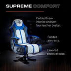 X ROCKER Playstation Legend 2.1 Gaming Chair with Speaker, Wireless Bluetooth Audio Console Gaming Chair, Voice Activated Vibration, Official Playstation for PS5 PS4 PC Mobile - WHITE BLUE BLACK