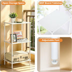 ETELI Tall End Table 3 Tier Small Tall Side Table Stand with Storage Shelves 31.6 Inch Nightstand Bedside Telephone Table for Small Space Living Room Bedroom Bathroom Kitchen, White