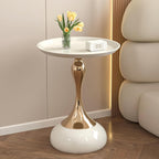 Light Luxury Coffee Table Living Room Metal Moving knickknacks Bedroom nightstand Creative Sofa Side Several Balconies Round Table Italian-Style Telephone Table (White)