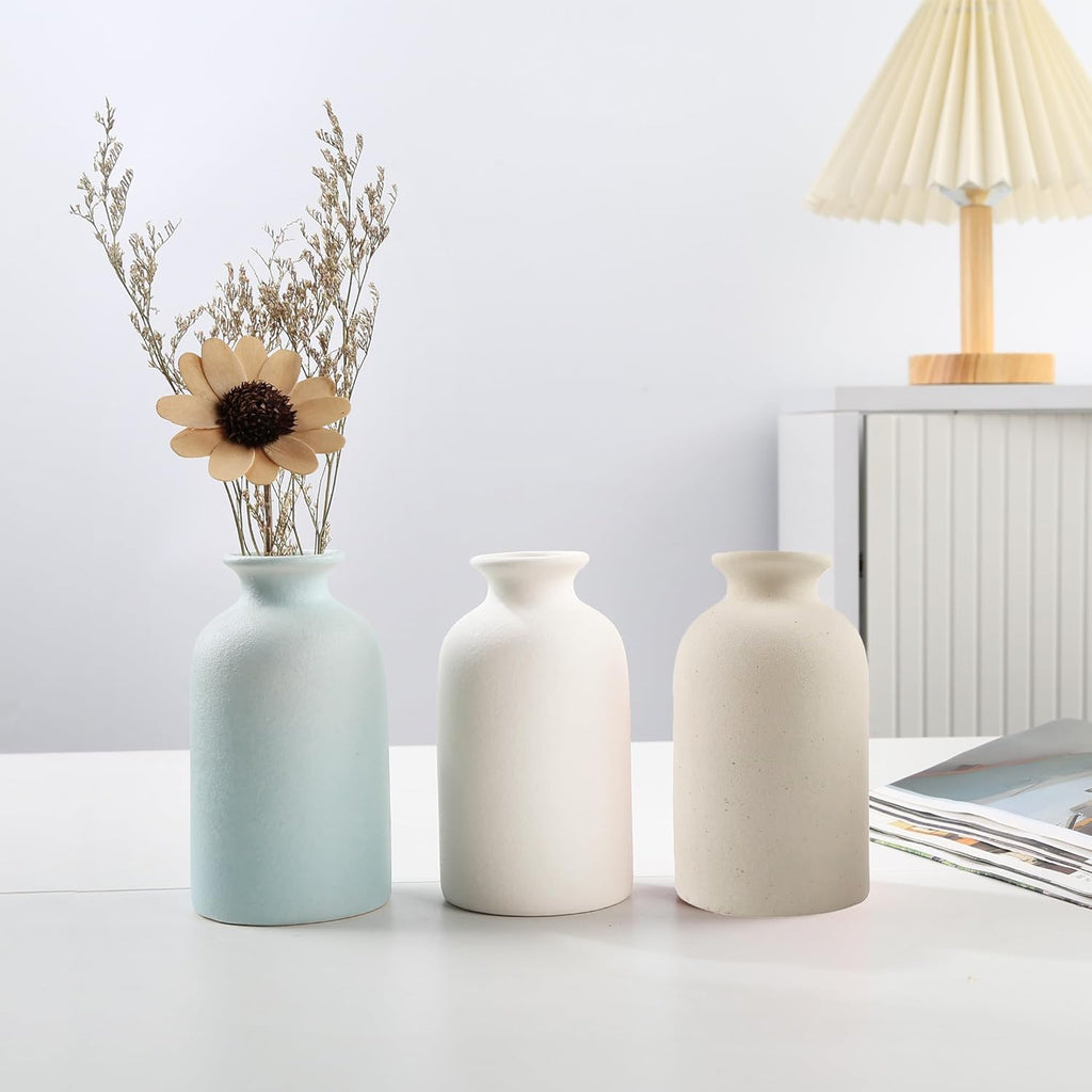 Blue Small Ceramic vase Dry Flower Vases for Home Decor Bohe vase Dried Flowers Home, Living Room,Modern, Minimalist,Centerpieces Office Desk Best Decoration(S Blue)
