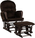 DORTALA Baby Glider Rocker with Ottoman, Multi-Position Glider with Cleanable Upholstered, Smooth Rocking Motion, Nursery Glider & Ottoman Sets for Nursing Baby, Reading, Brown