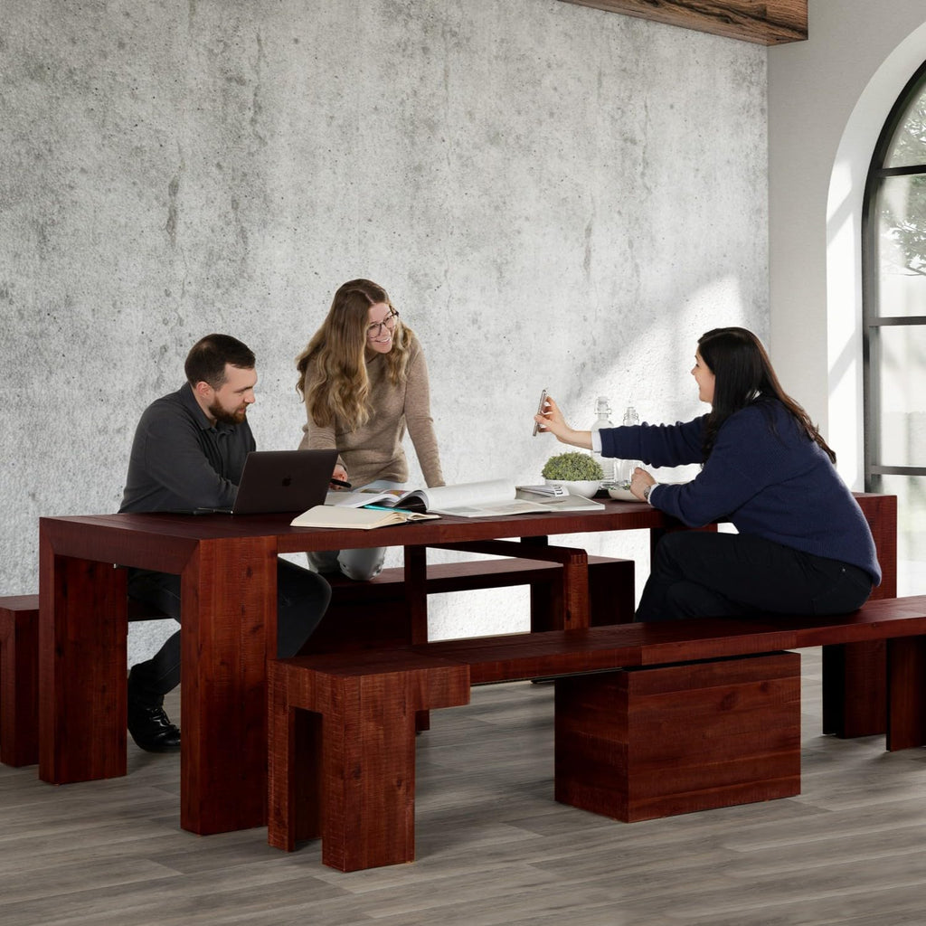 Transformer Table - Solid Wood Extendable Dining Table, Seats 2-12, Expandable Dining Room Table, Space-Saving Furniture, Kitchen and Dining Room Furniture (Red Oak, Table + Bench)