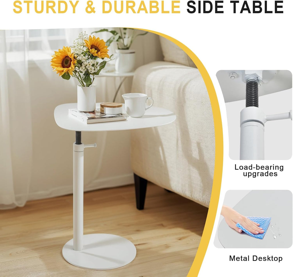 Modern Minimalist Side Table - Small Accent Coffee Table for Living Room, Bedroom - Sleek Round Base, Neutral Color - Functional Home Decor, Compact, Versatile End Table