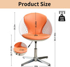 VipDesk Swivel Accent Office Chairs Set of 2, Modern Soft Foam Lounge Chair with Egg Back, Comfy Adjustable Chair for Living Room Bedroom Reading Room Office, Chrome Base - Orange