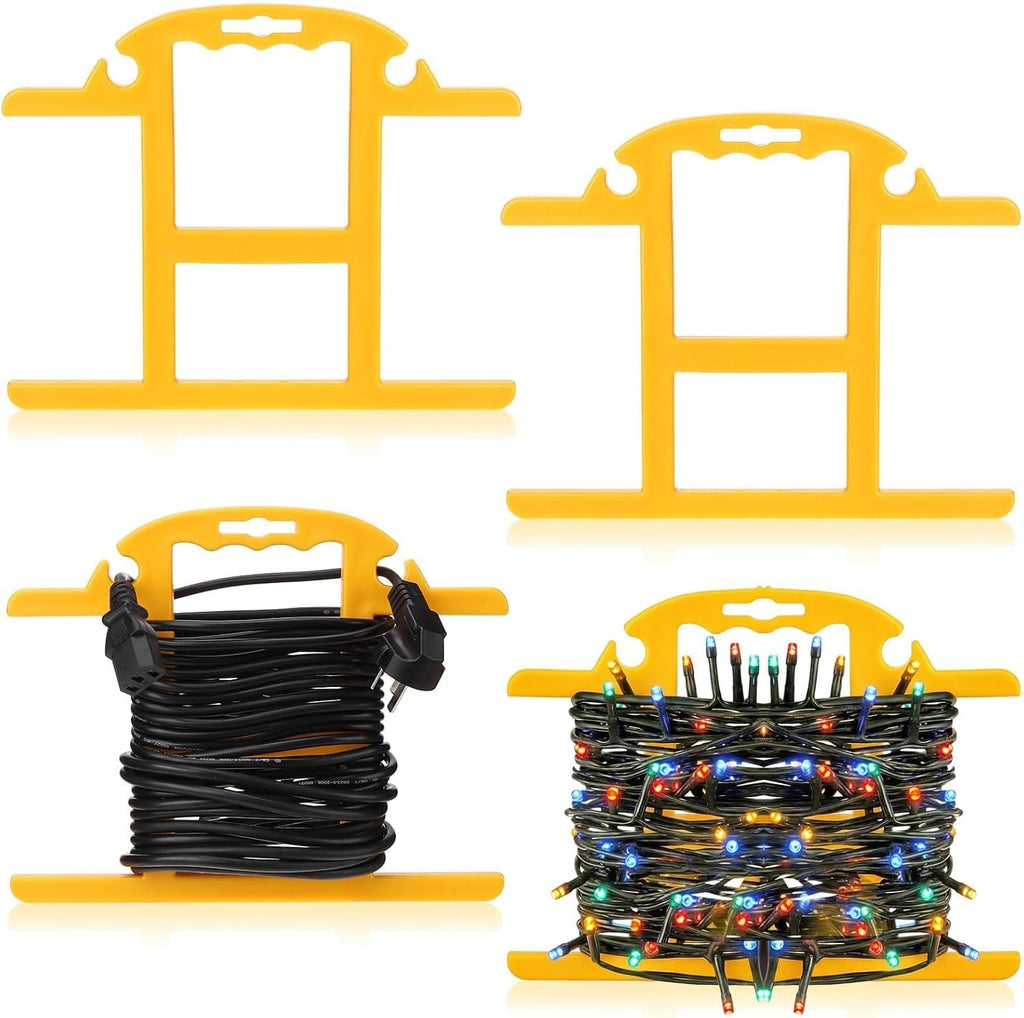 4Pcs ABS Heavy Duty Extension Cord Storage Reel Christmas Light Storage Holder Portable 100ft Cord Organizer Yellow H-shape Wrap-Holds Extension Spools Cord Winder for Indoor & Outdoor