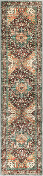 Yamaziot Washable Runner Rug, 2x8 Non-Slip Boho Vintage Hallway Rug Runner with Rubber Backing, Stain Resistant & Low Pile Faux Wool Distressed Carpet Runner for Bedroom, Kitchen, Laundry, Entrance