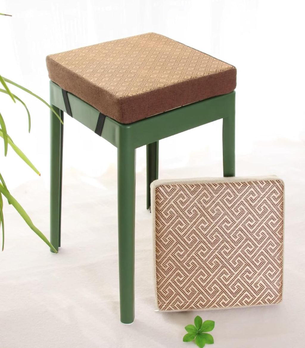 Square Chair Cushion with Ties Non Slip 16 Inch Bar Stool Cushion Cover Seat Cushions Breathable Stool Cushions Removable Cover Washable Chair Pads (Brown, 16x16x2 in)