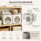 Vailando Ultra Thick Fabric Foldable Storage Cubes with Mesh Window - 11 Inch Cube Storage Organizer for Clothes, Shelves, Offices, Toys & Misc, White & Ivory, 4 Pack