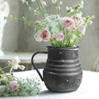 Rustic Metal Farmhouse Vase Shabby Chic Small Pitcher Fall Black Vase Brown Decorative Vase for Farmhouse Kitchen Decor
