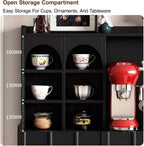 Kitchen Pantry Cabinet with Adjustable Shelves, Freestanding Kitchen Cupboard, Tall Storage Cabinet, Farmhouse Coffee Cabinet, for Bedroom, Dining Room, Office(Black,130x100cm/51.2x39.4in)