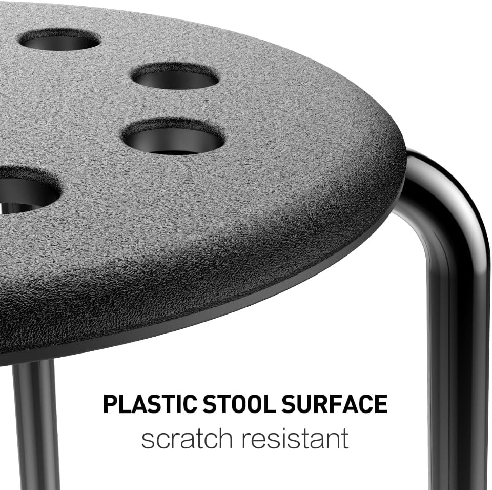 Yaheetech Portable Plastic Stack Stools Flexible Backless Seating 17.3inches Height Black Pack of 5
