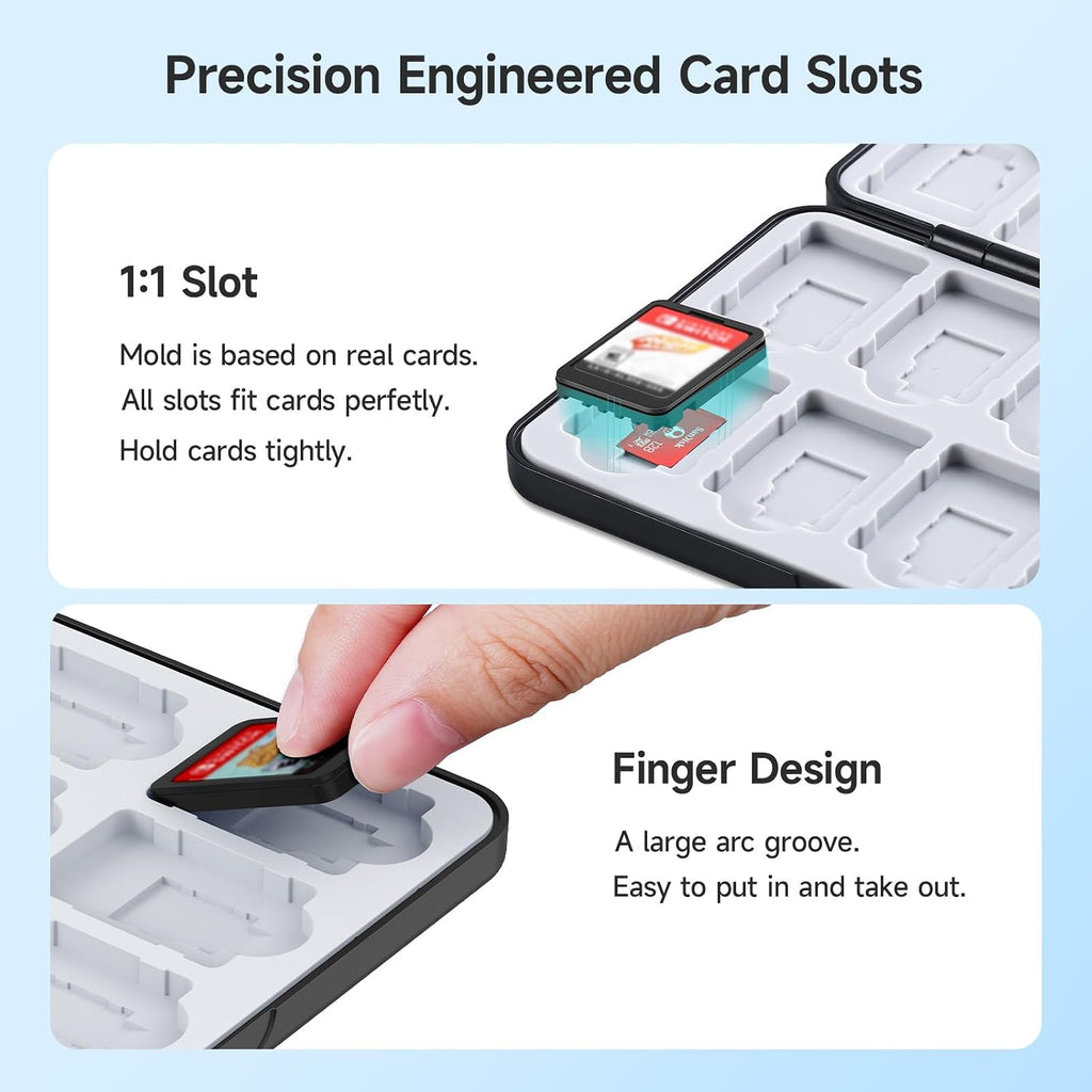 JINGDU 24-Slot Switch Game Card Case Compatible with Nintendo Switch Games & micro SD Cards, Portable Games Holder Organizer Suitable for Switch, NS2/NS/Lite/OLED Game Cards, Black