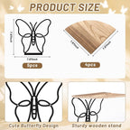 4 Tier Black Butterfly Wall Mount Corner Shelves Floating Corner Storage Wood Shelves Decorative Rustic Butterfly Wall Decor for Bedroom Living Room Bathroom Home Kitchen