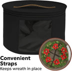Christmas Wreath Storage Bag,Collapsible Felt Holiday Garland Container with Zipper & Handle, Durable Wreath Organizer Bin for Seasonal Decor Storage 20 x 12 (Black, 12 x 20)