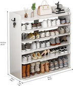 5 Tier Shoe Rack, Wooden Shoe Storage Cabinet, Large Capacity Tall Shoe Shelf Free Standing Shoe Rack Organizer for Closet Entryway Garage Bedroom, White