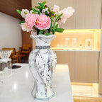 Modern Decorative Vase,Silver Flower Vase for Home Decor with Rhinestone,30 cm Luxury Ceramic Vase for Centerpiece,Living Room,Bedroom,Large Flower Vase