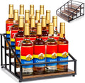 kimilus Coffee Syrup Organizer Rack, Liquor Bottle Display Shelf, 4 Tier 16 Syrup Bottles Holder Stand for Coffee Bar Kitchen Small Wine Rack for Family Storage for Syrup Wine Dressing