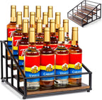 kimilus Coffee Syrup Organizer Rack, Liquor Bottle Display Shelf, 4 Tier 16 Syrup Bottles Holder Stand for Coffee Bar Kitchen Small Wine Rack for Family Storage for Syrup Wine Dressing