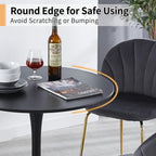 42 Inch Black Round Dining Table for 4-6 People,Mid-Century Black Tulip Table,Modern Kitchen Dining Table with MDF Table Top and Pedestal Base for Home and Kitchen