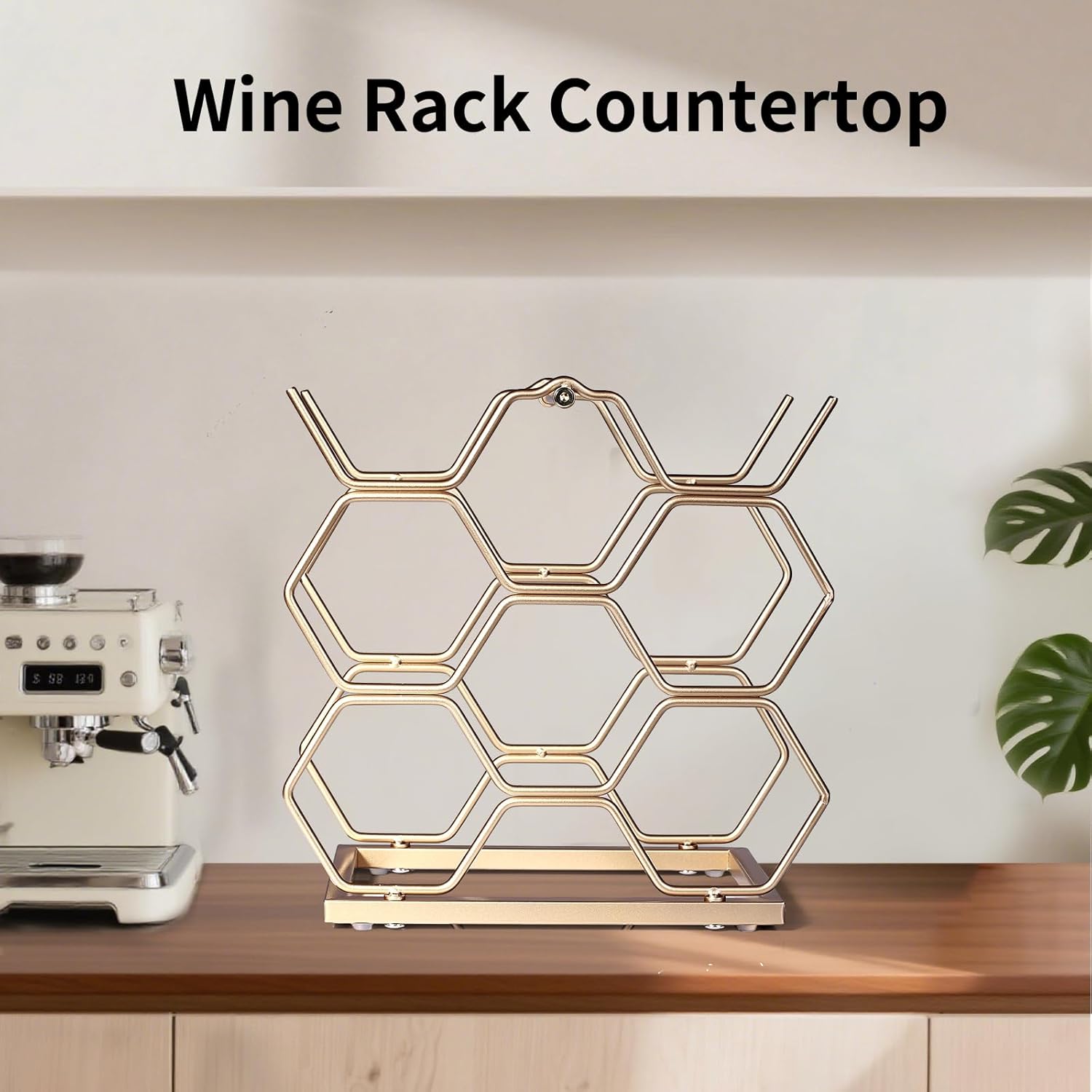 Small Wine Racks Countertop (8 Bottle Capacity),Metal Wine Bottle Holder Modern Gold for Home Kitchen Bar,Tabletop Wine Rack for Cabinet, Pantry, Wine Bottle Storage