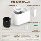 5L Electric Kitchen Composter for Countertop, Smart Indoor Compost Bin with Visible Window, Humidity Sensor, LED Display, Odor Control & Auto-Cleaning, Turns Food Waste into Dry Pre-Compost