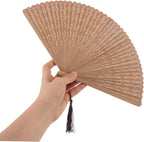 Baluue Mini Folding Fan Small Decorative Chinese Hand Fan Hollow Carved Design Portable 18cm for Women Wedding Dance Performance