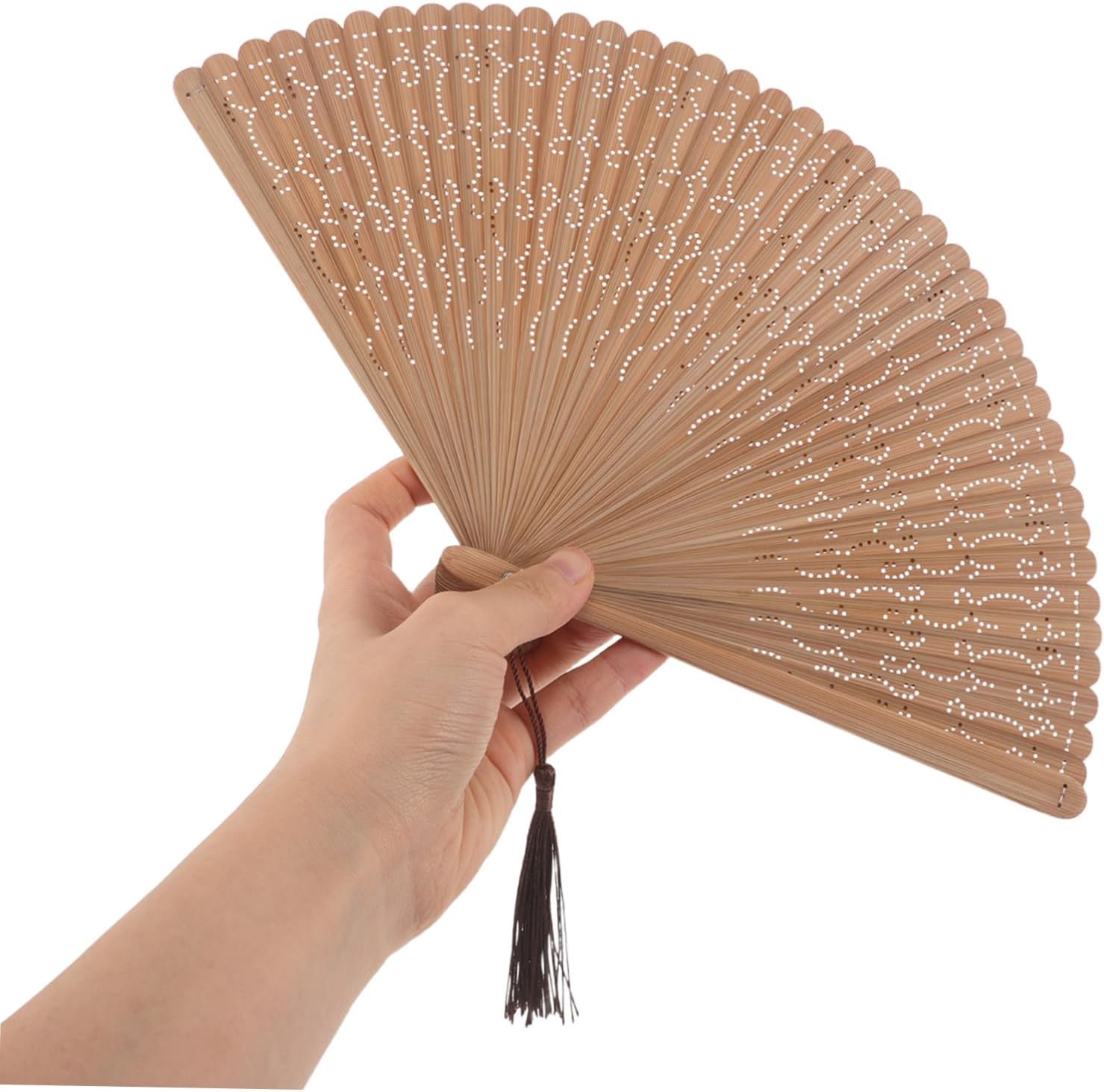 Baluue Mini Folding Fan Small Decorative Chinese Hand Fan Hollow Carved Design Portable 18cm for Women Wedding Dance Performance