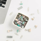 Mecaikru Ceramic Paper Clip Holder for Desk Cute Binder Holder Paperclip Holders for Office Paper Clips Dispenser Organizer desk décor (white)