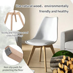 YLGJ&TIDY Modern Dining Chairs Set of 4 PU Leather Upholstered Chairs with Wooden Legs Mid Century Soft Padded Kitchen Chairs for Living Room Bedroom Dining Room Patio (White, Pack of 4)