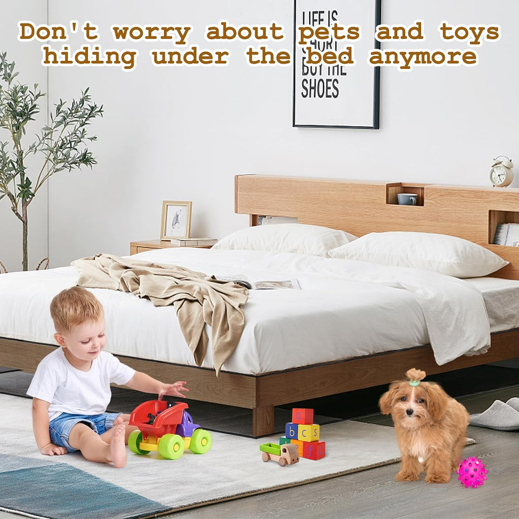 Cutable Under Bed Blocker for Pets and Toys 240 x 16 Inch Extra Tall Under Couch Blocker with Zip Ties Sofa Furniture Bumper Barriers for King/Queen Size Bed, Keeps Balls Dog Cat from Going Under Bed